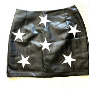 CQ by CQ Large Black leather star mini skirt